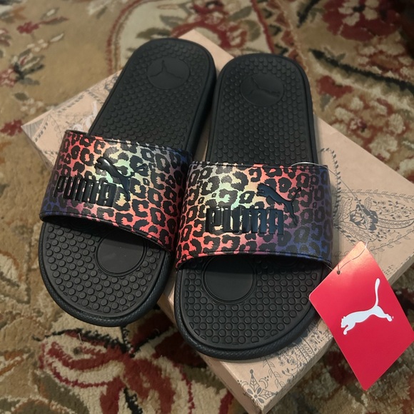 Puma Multicolor Leopard Slide Sandals - Picture 1 of 6